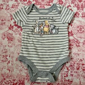 Disney Gray and White Striped Bodysuit